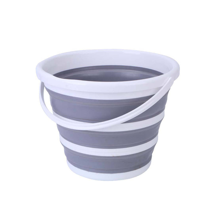 10 Litre Foldable Collapsible Bucket - Grey/White