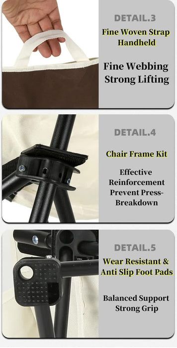 Black Outdoor Folding Camping Chair - Portable Lounge Chair, Lightweight Beach Chair, Fishing Stool, and Picnic Seat, Perfect for Outdoor Adventures