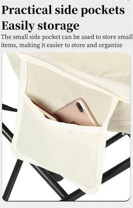 Black Outdoor Folding Camping Chair - Portable Lounge Chair, Lightweight Beach Chair, Fishing Stool, and Picnic Seat, Perfect for Outdoor Adventures