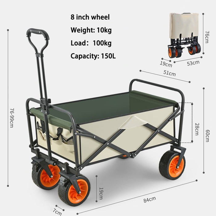 8 Inch Wheel Beige Folding Beach Wagon