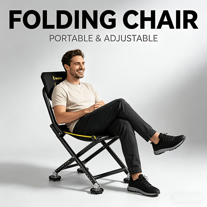 Black folding camping chair, outdoor chair, portable chair, sturdy camping chair, comfortable camping chair, camping furniture Australia