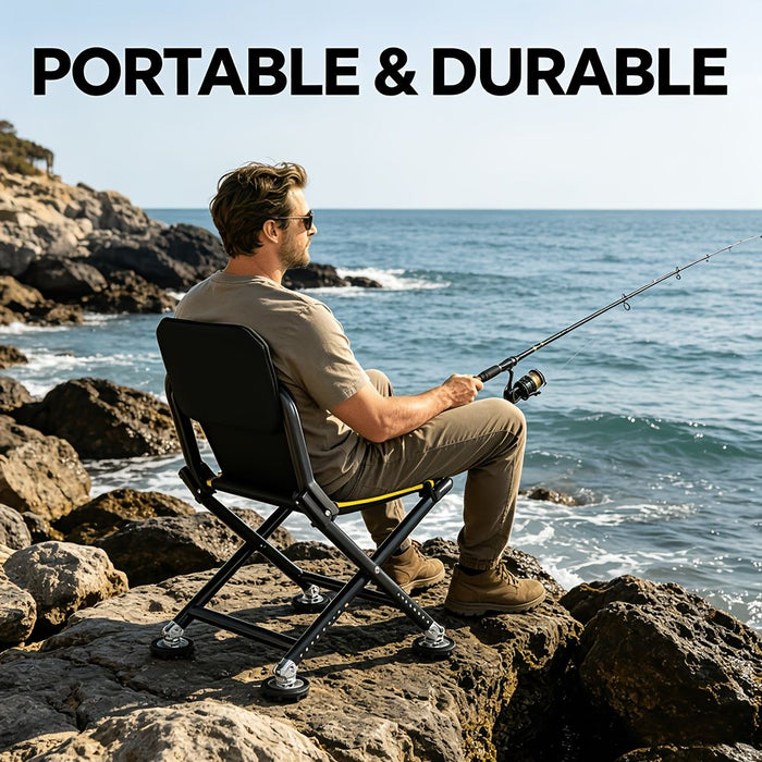 Black folding camping chair, outdoor chair, portable chair, sturdy camping chair, comfortable camping chair, camping furniture Australia
