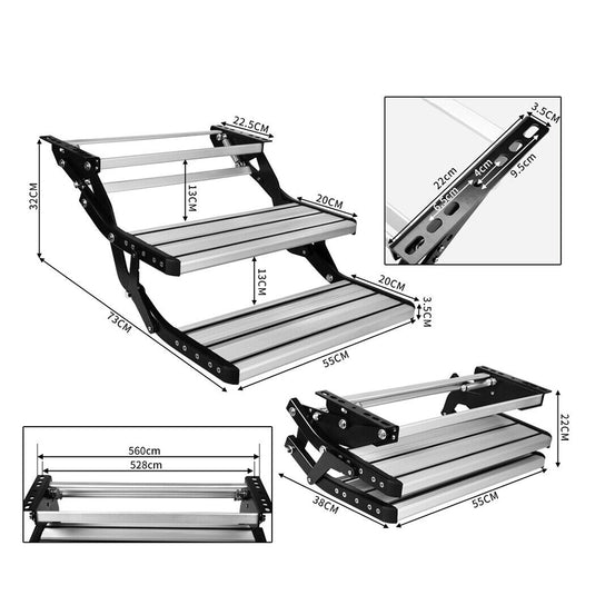 Aluminium Double Pull Out Caravan Step