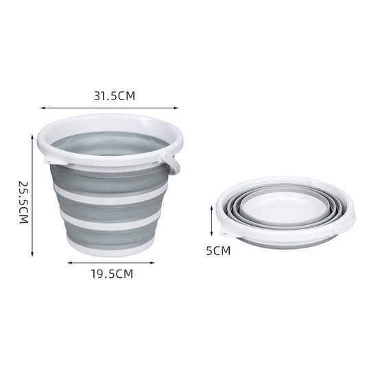 10 Litre Foldable Collapsible Bucket - Grey/White