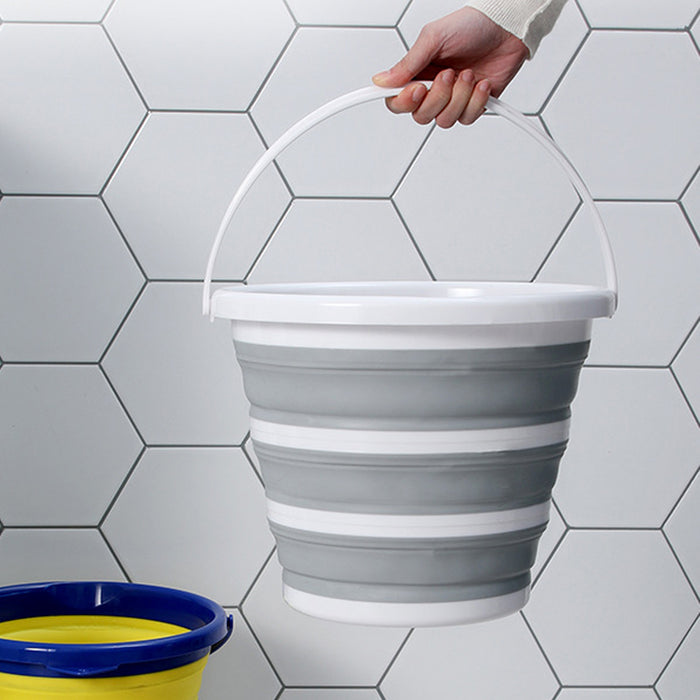10 Litre Foldable Collapsible Bucket - Grey/White