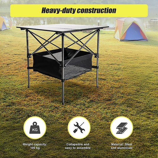 Folding Collapsible Camping Table - Heavy Duty Steel & Aluminium