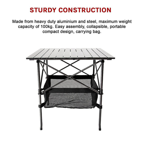 Folding Collapsible Camping Table - Heavy Duty Steel & Aluminium