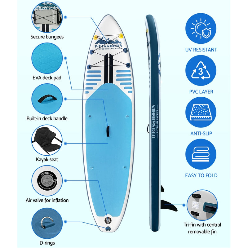 Load image into Gallery viewer, Weisshorn Stand Up Paddle Board 10.6ft Inflatable SUP Surfboard Paddleboard Kayak Surf Blue
