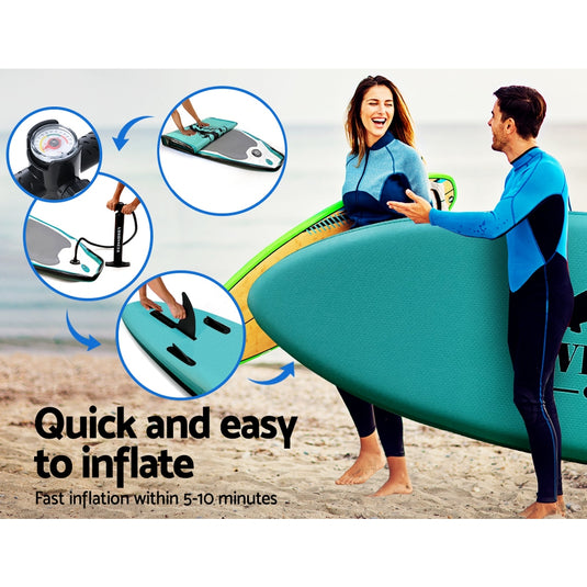 Weisshorn Stand Up Paddle Board 10.6ft Inflatable SUP Surfboard Paddleboard Kayak Surf Green