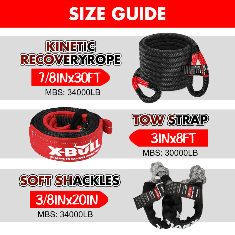 Load image into Gallery viewer, X-BULL 4WD Recovery Kit Kinetic Recovery Rope With 14500LBS Electric Winch
