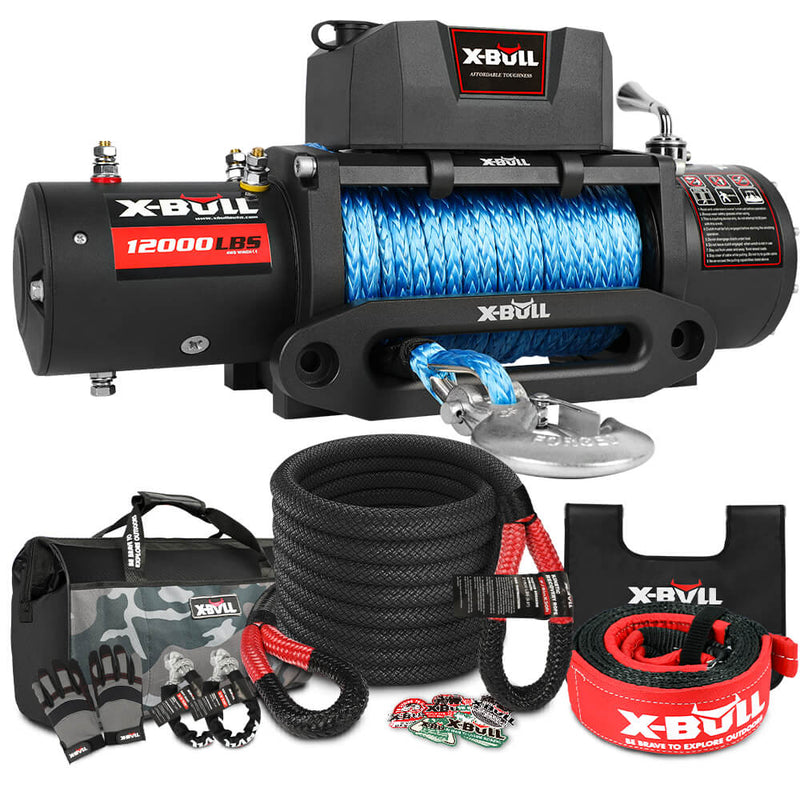Load image into Gallery viewer, X-BULL 4WD Recovery Kit Kinetic Recovery Rope With 4WD Winch 12000LBS Electric Winch
