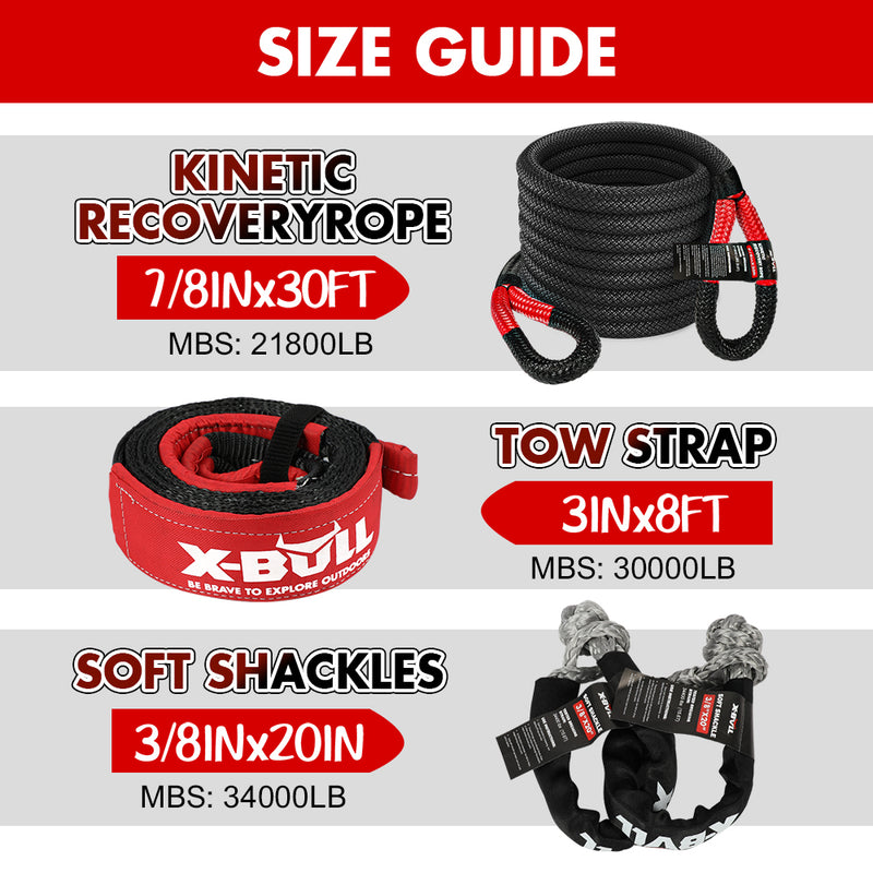 Load image into Gallery viewer, X-BULL Recovery Kit 4X4 Off-Road Kinetic Rope Snatch Strap Winch Damper 4WD13PCS
