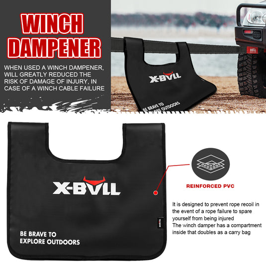 X-BULL Recovery Kit 4X4 Off-Road Kinetic Rope Snatch Strap Winch Damper 4WD13PCS