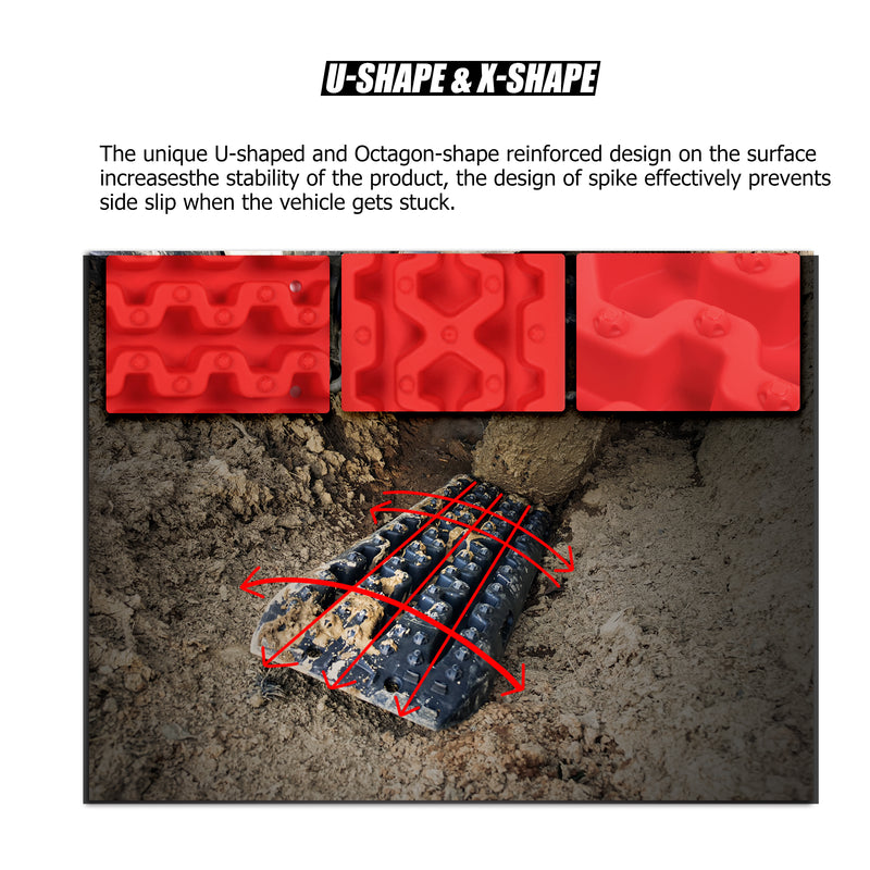 Load image into Gallery viewer, X-BULL 2 Pairs Recovery tracks Sand Mud Snow 4WD / 4x4 ATV Offroad Stronger Gen 3.0 - Red
