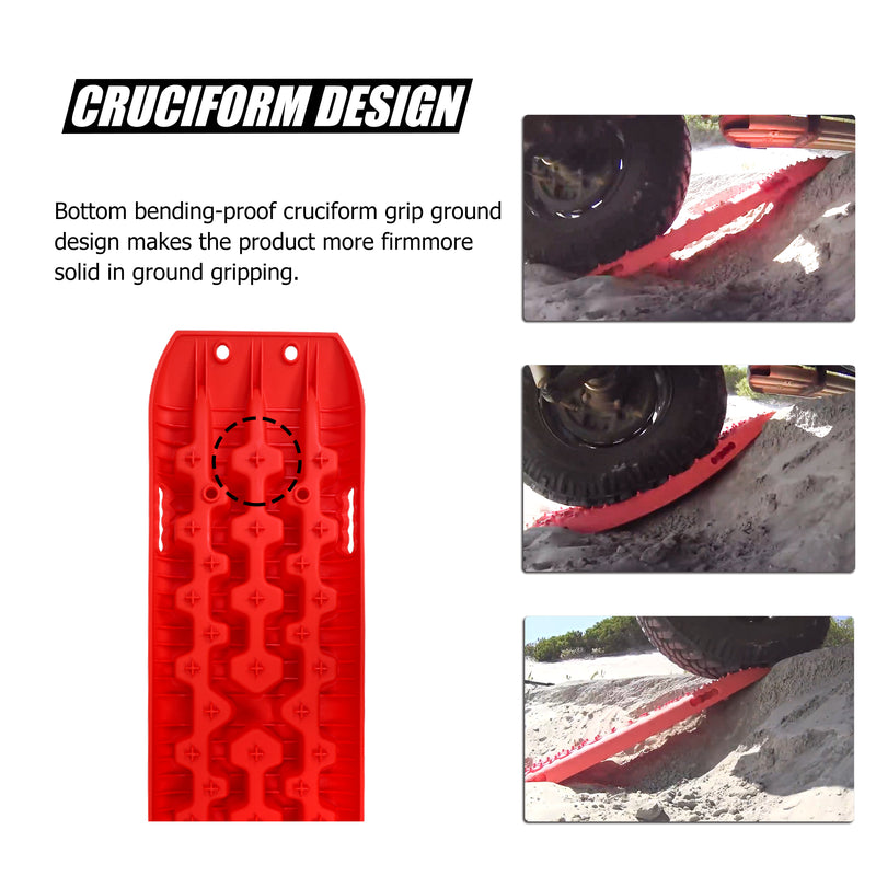 Load image into Gallery viewer, X-BULL 2 Pairs Recovery tracks Sand Mud Snow 4WD / 4x4 ATV Offroad Stronger Gen 3.0 - Red
