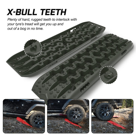X-BULL Recovery tracks / Sand tracks / Mud tracks / Off Road 4WD 4x4 Car 2pcs Gen 3.0 - Olive