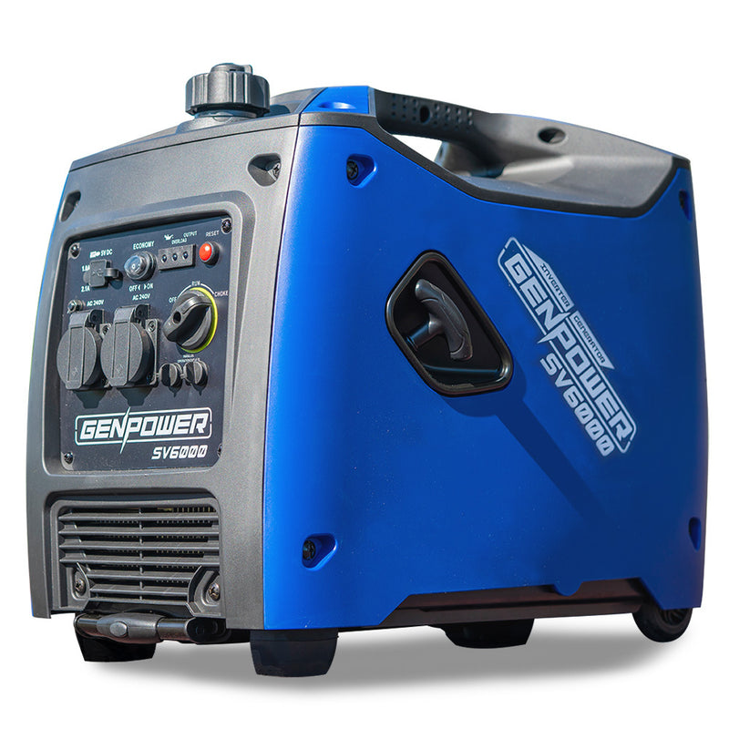 Load image into Gallery viewer, GENPOWER Inverter Generator Portable 3.5kW Max Petrol Pure Sine Wave Camping Power Station Blue
