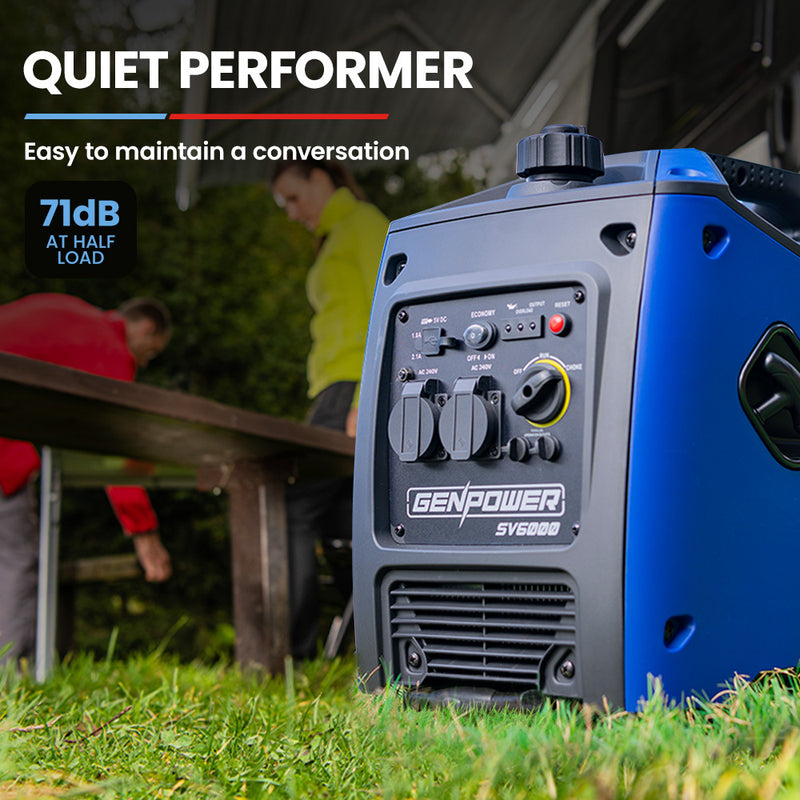 Load image into Gallery viewer, GENPOWER Inverter Generator Portable 3.5kW Max Petrol Pure Sine Wave Camping Power Station Blue
