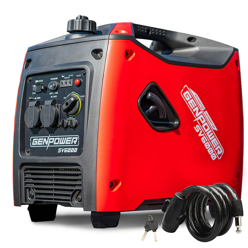 Load image into Gallery viewer, GENPOWER Inverter Generator 3.5kW Max 3.2kW Rated Pure Sine Wave Petrol Portable Camping, Red
