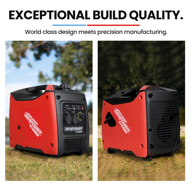 Load image into Gallery viewer, GENPOWER Inverter Generator 3.5kW Max 3.2kW Rated Pure Sine Wave Petrol Portable Camping, Red
