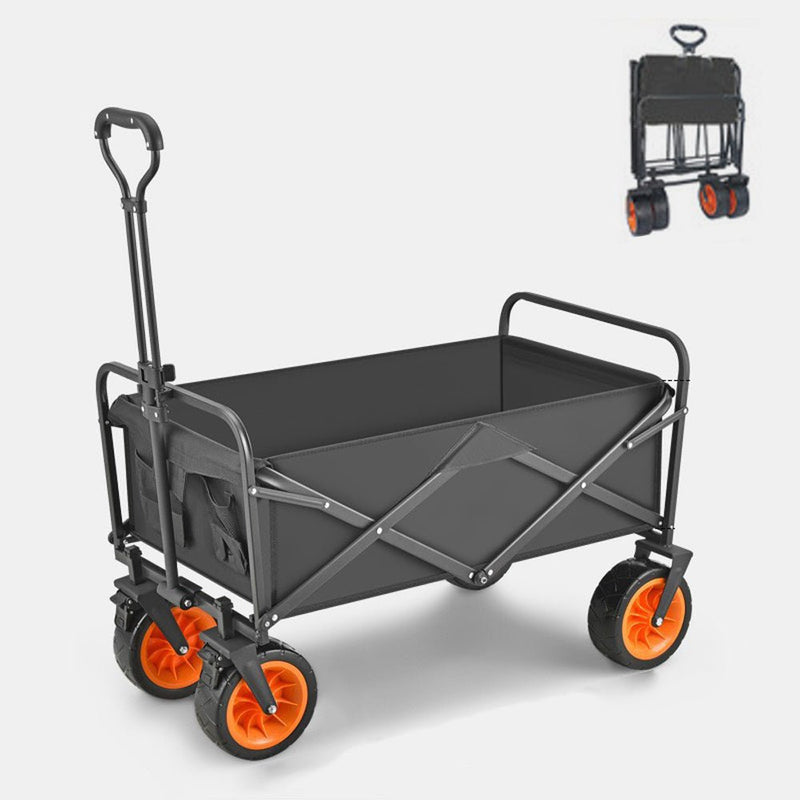 Load image into Gallery viewer, 8 Inch Wheel Black Folding Beach Wagon Cart Trolley Garden Outdoor Picnic Camping Sports Market Collapsible Shop
