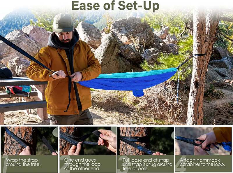 Load image into Gallery viewer, Blue &amp; Grey Camping Hammock
