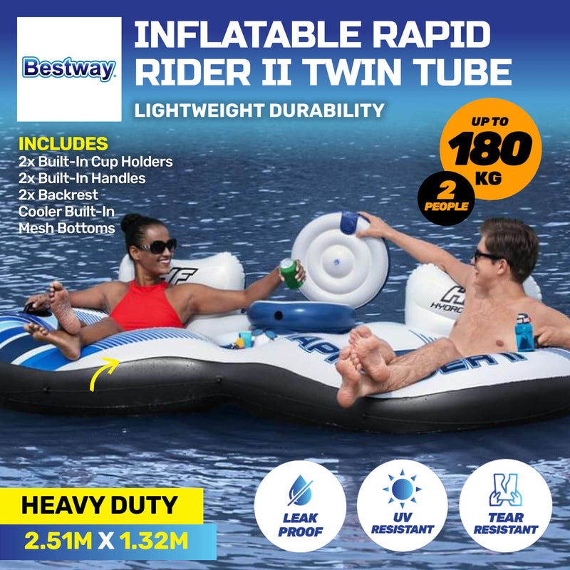 Load image into Gallery viewer, Bestway 2.51m Inflatable 2 Person Rapid Rider Tube Built In Cooler
